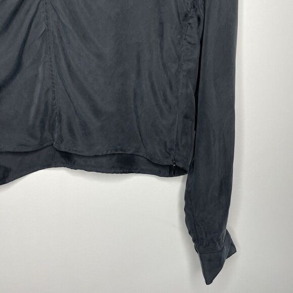 MADEWELL Top Women 00 Black Brushed Ruched-Front NEW Long Sleeve Blouse NN960 - Picture 8 of 16